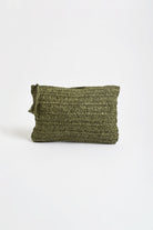 Paper Weave Large Pouch - Khaki Bags and Purses Adorne
