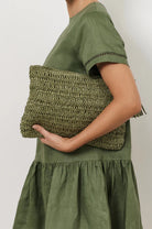 Paper Weave Large Pouch - Khaki Bags and Purses Adorne