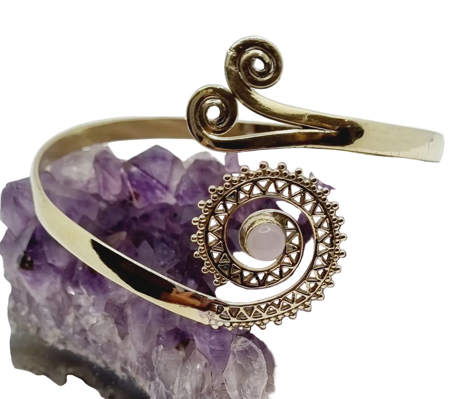 Brass Upper Arm Bangle with Crystals Bracelets and Bangles Ombak