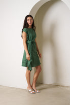 Rihanna Linen Dress Green Dresses Valeria Label