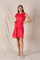 Rihanna Linen Dress Red Dresses Valeria Label