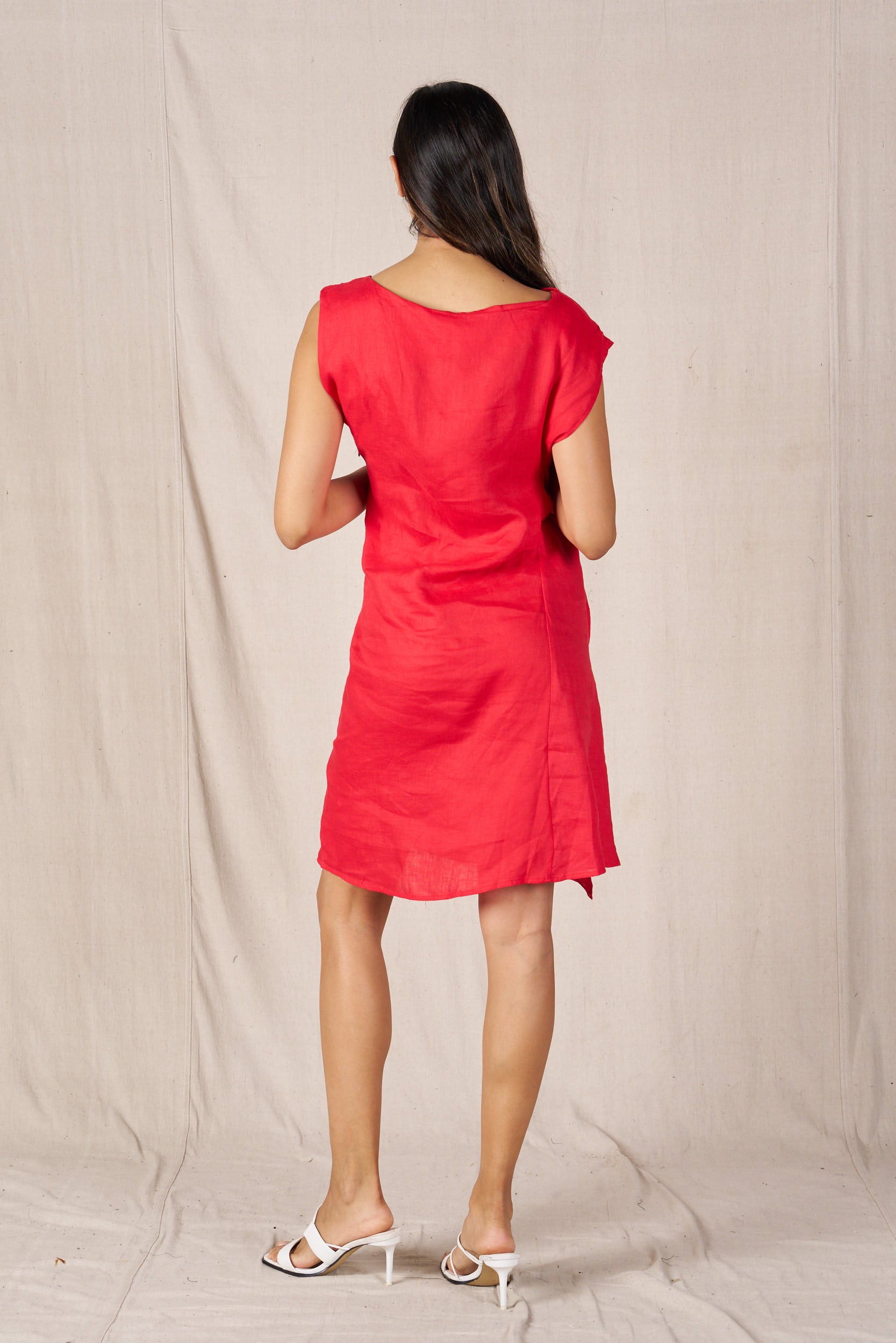 Rihanna Linen Dress Red Dresses Valeria Label