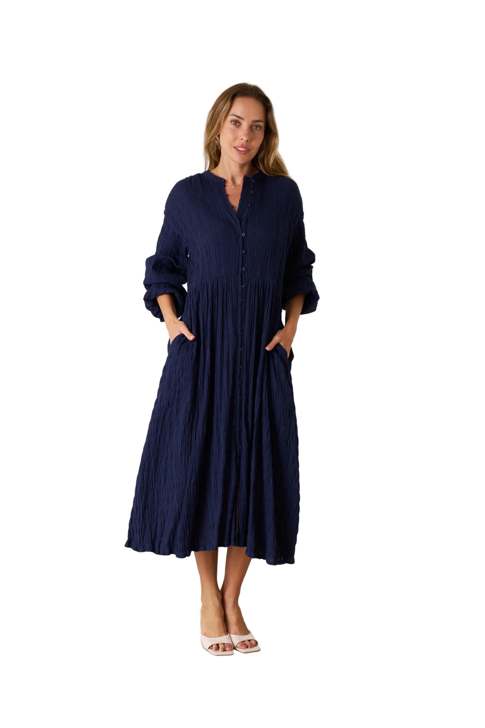 Elissa Cotton Maxi Dress Midnight Blue Dresses Valeria Label S(8)