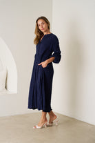 Elissa Cotton Maxi Dress Midnight Blue Dresses Rose Bullet