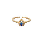Blue Faded Crystal Teardrop Ring Rings Tiger Tree