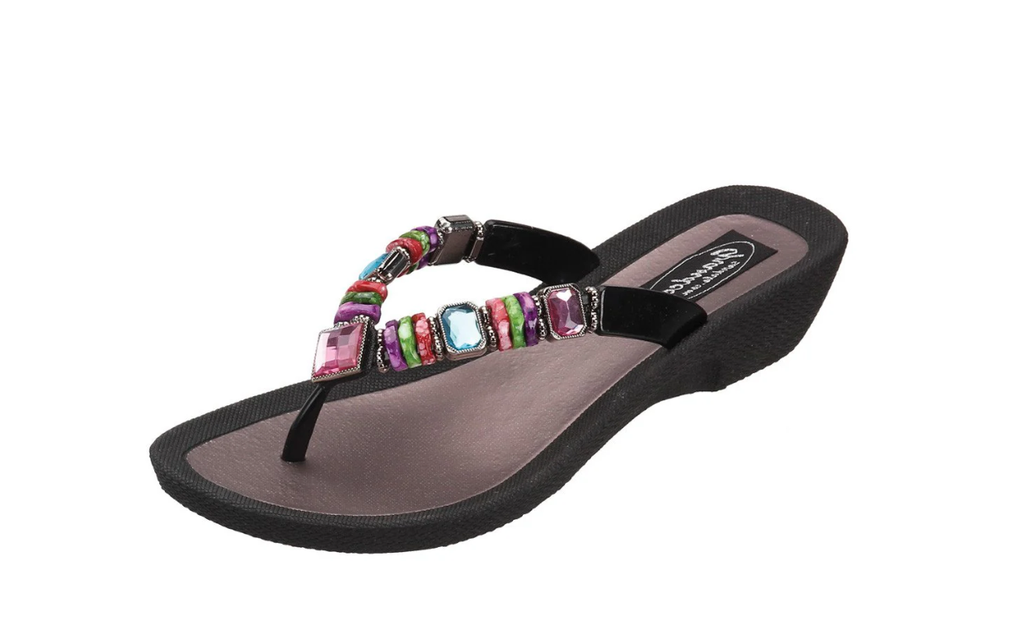 Rainbow Thong Black Shoes Grandco 38(7)  