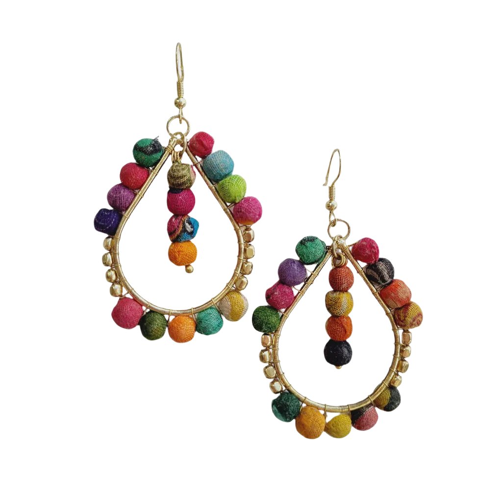 Raveena Handbeaded Sari Earring Earrings Zoda   