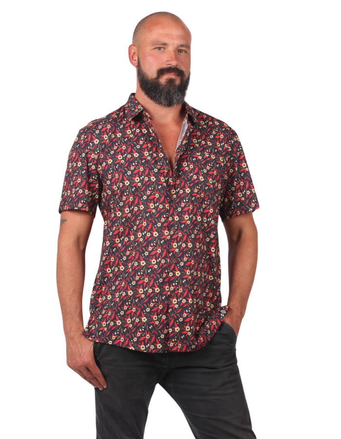 Red Hot Mens Short Sleeve Shirt Mens Tops Skumi   