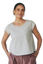 Remi Top White Check Tops MahaShe