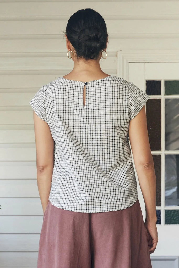 Remi Top White Check Tops MahaShe