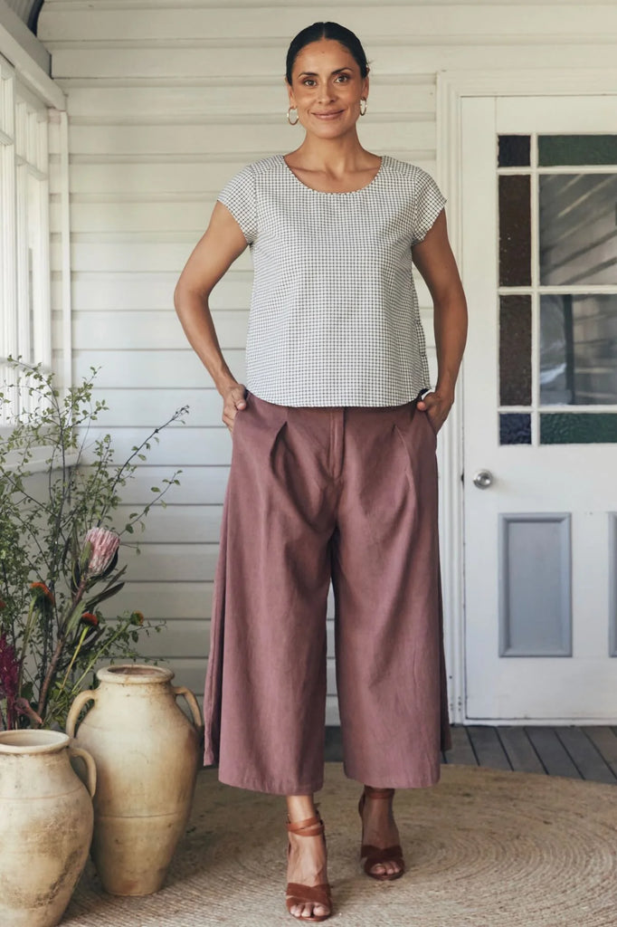 Remi Top White Check Tops MahaShe