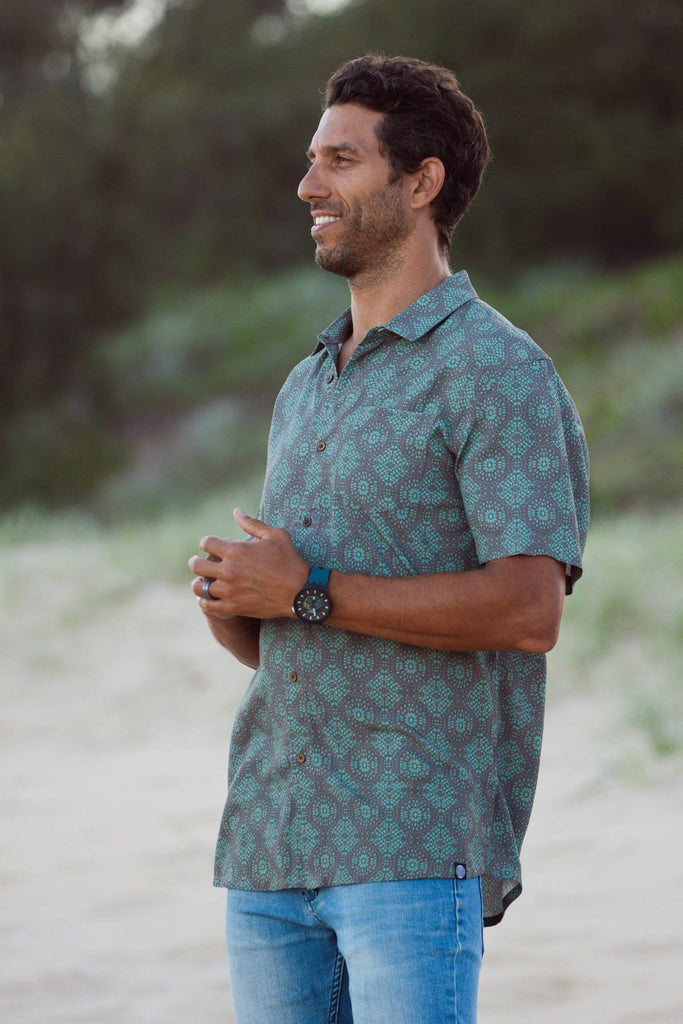 Rep Tiles Aqua Green Mens Shirt Mens Tops Skumi