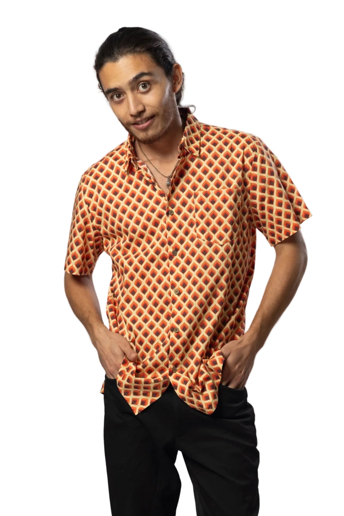 Retro Flame Cotton Mens Shirt - Global Free Style