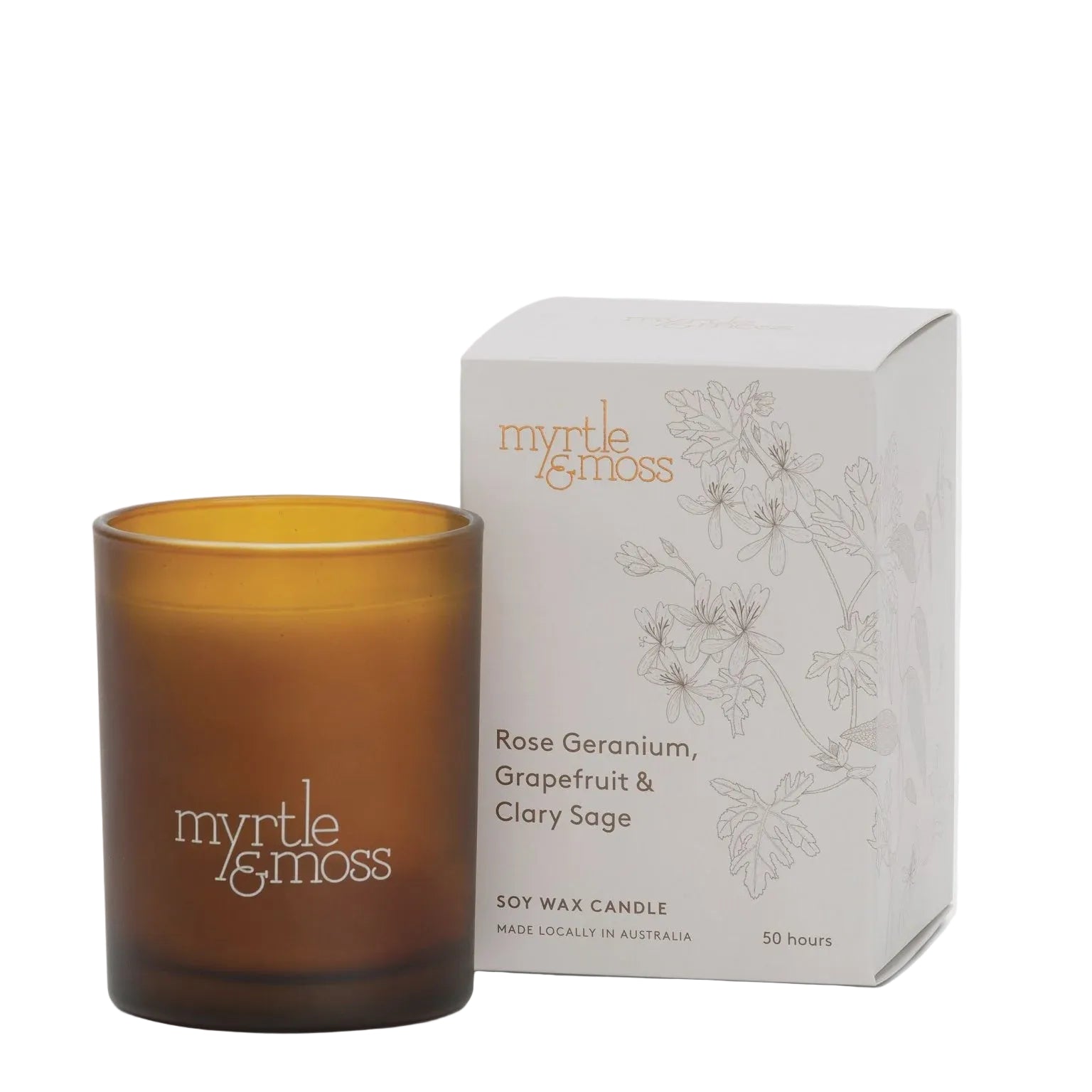 Soy Wax Candle Large Rose Geranium, Grapefruit & Clary Sage Gifts and Accessories Myrtle & Moss