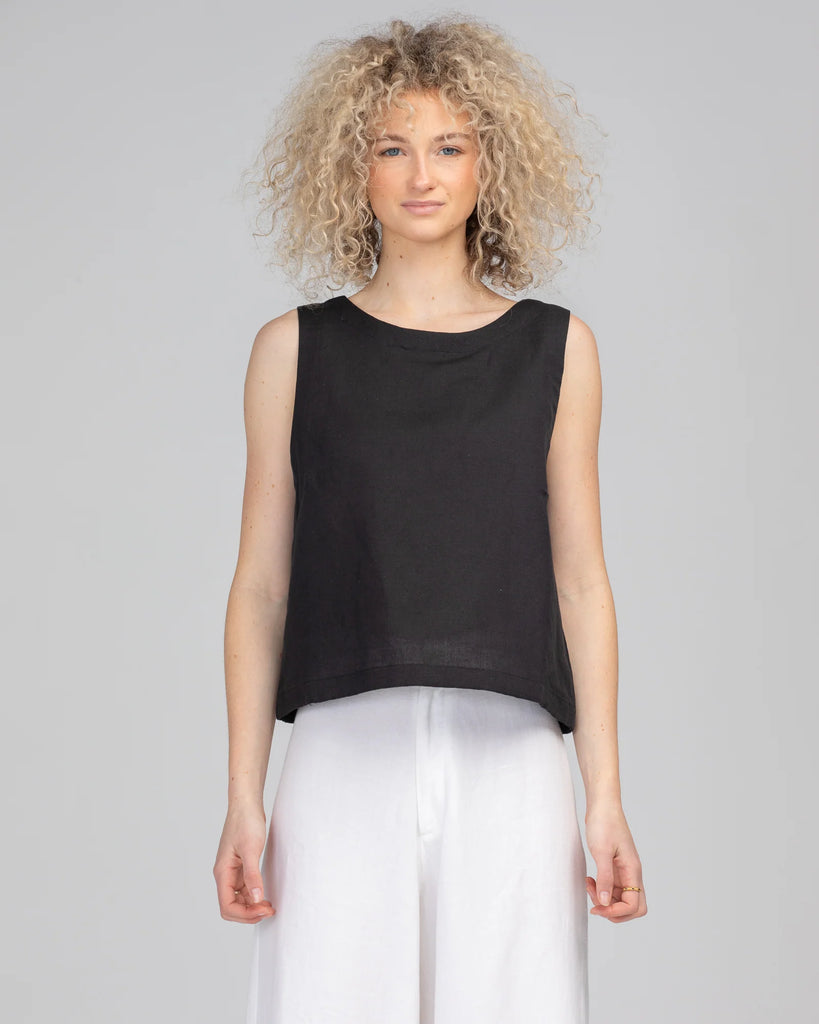 Rose Linen Top Black Tops Boom Shankar 6  