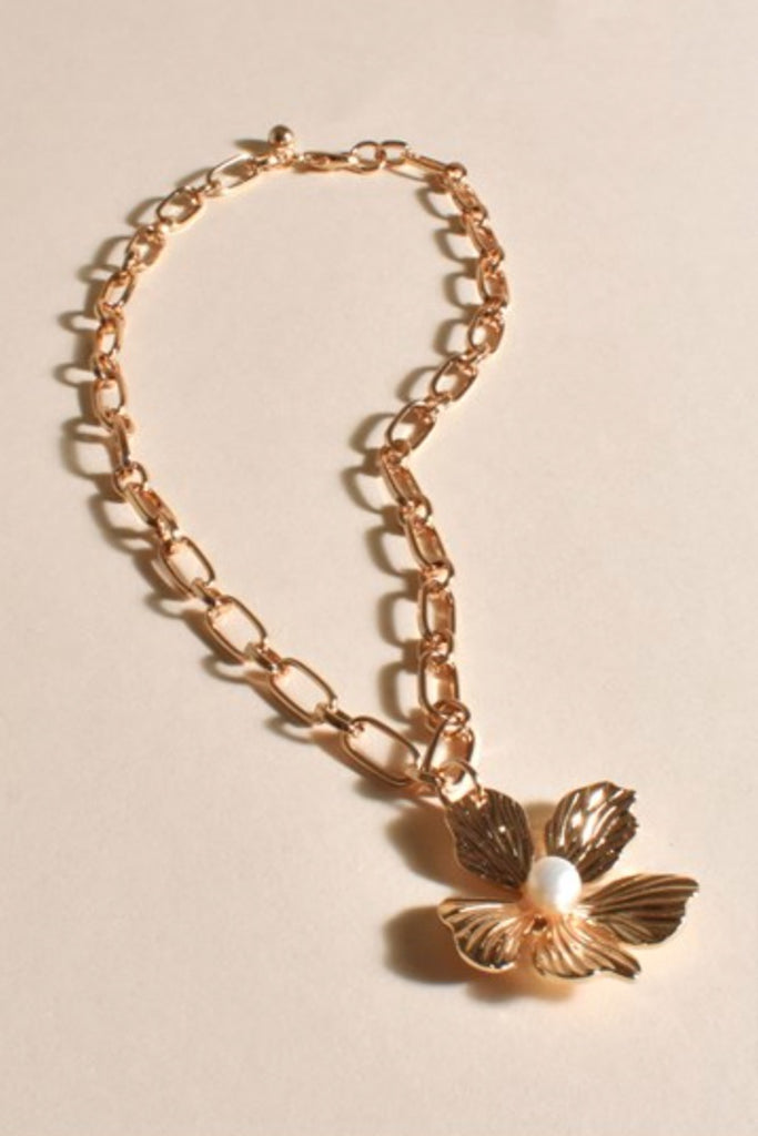 Statement Kalani Orchid Cluster Necklace Gold - Global Free Style