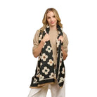 Black Autumn Flower Scarf Scarves and Sarongs Tiger Tree