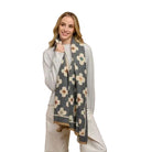 Grey Autumn Flower Scarf Scarves and Sarongs Tiger Tree