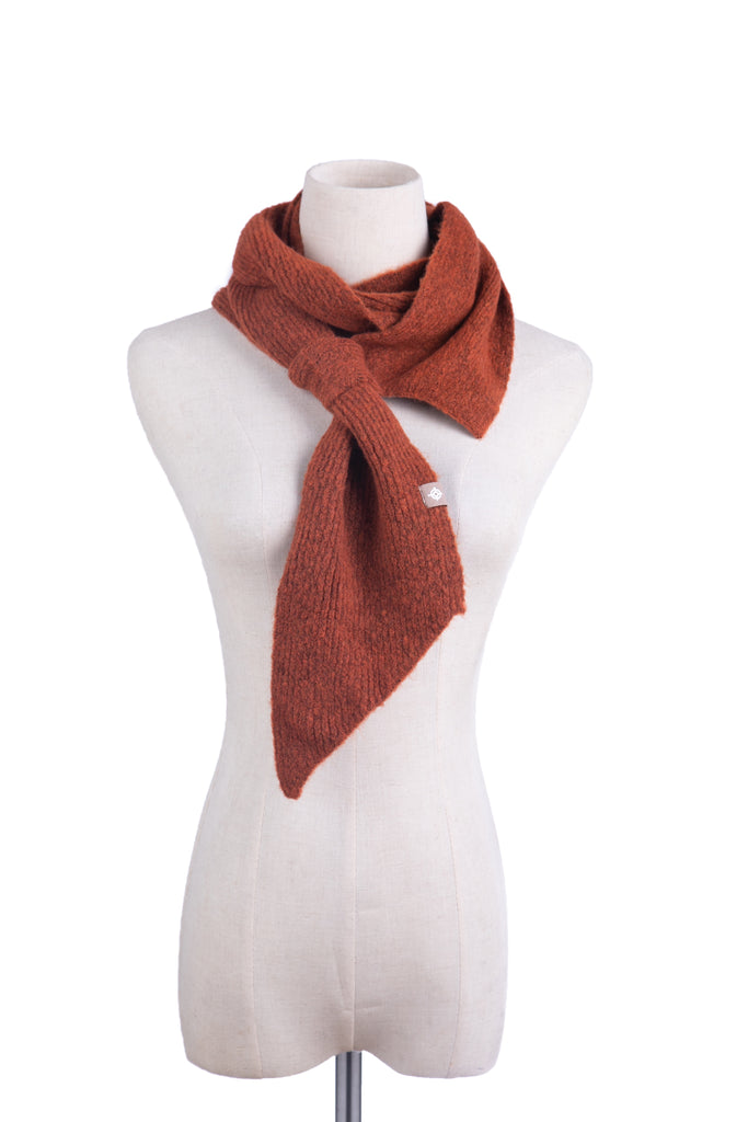 Plush Neck Tie Scarf Rust - Global Free Style