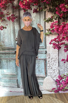 La Strada Silk Pants Charcoal - Global Free Style