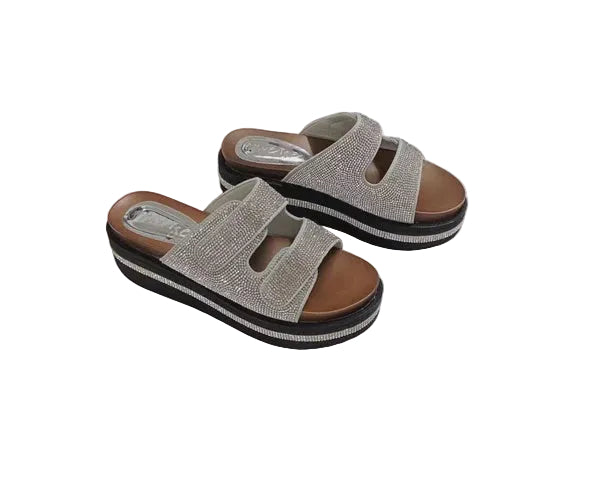 Skyler Leather Slides Silver Shoes Ameise 36