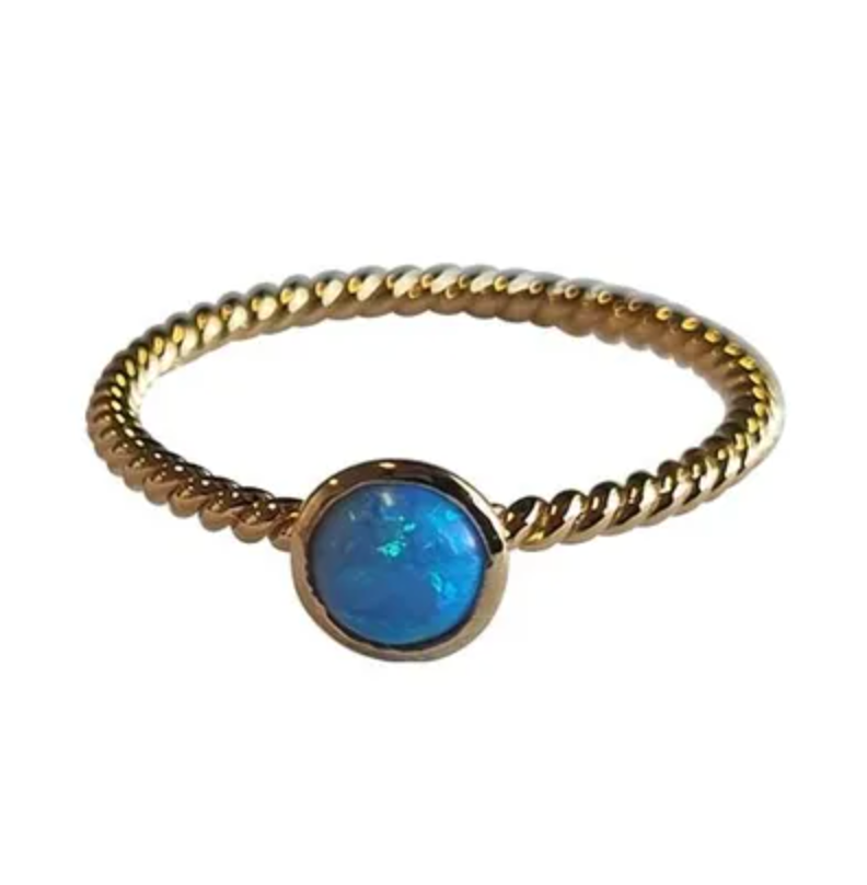 Small Round Twist Ring Gold/Blue Rings Fabienne