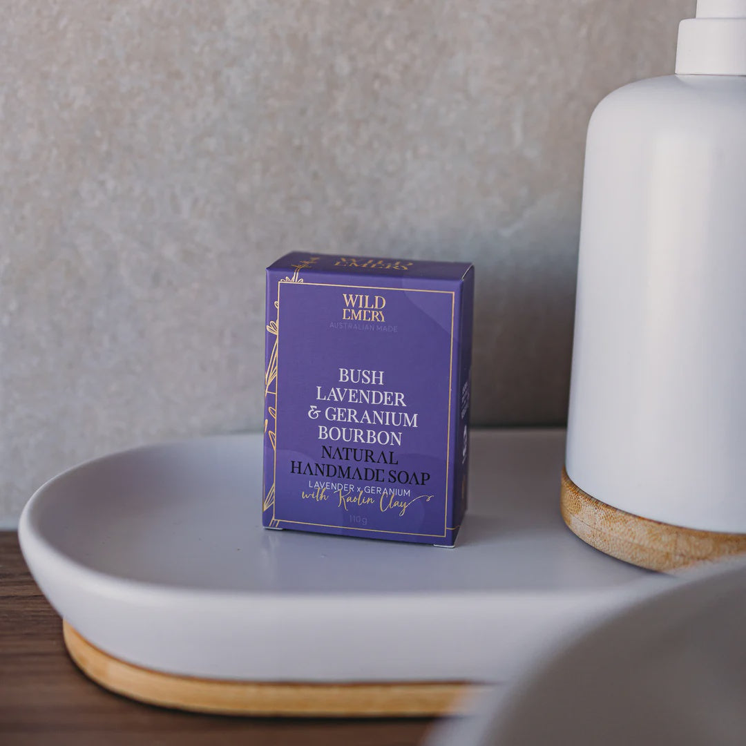 Bush Lavender and Geranium Bourbon Natural Handmade Soap Body Wild Emery