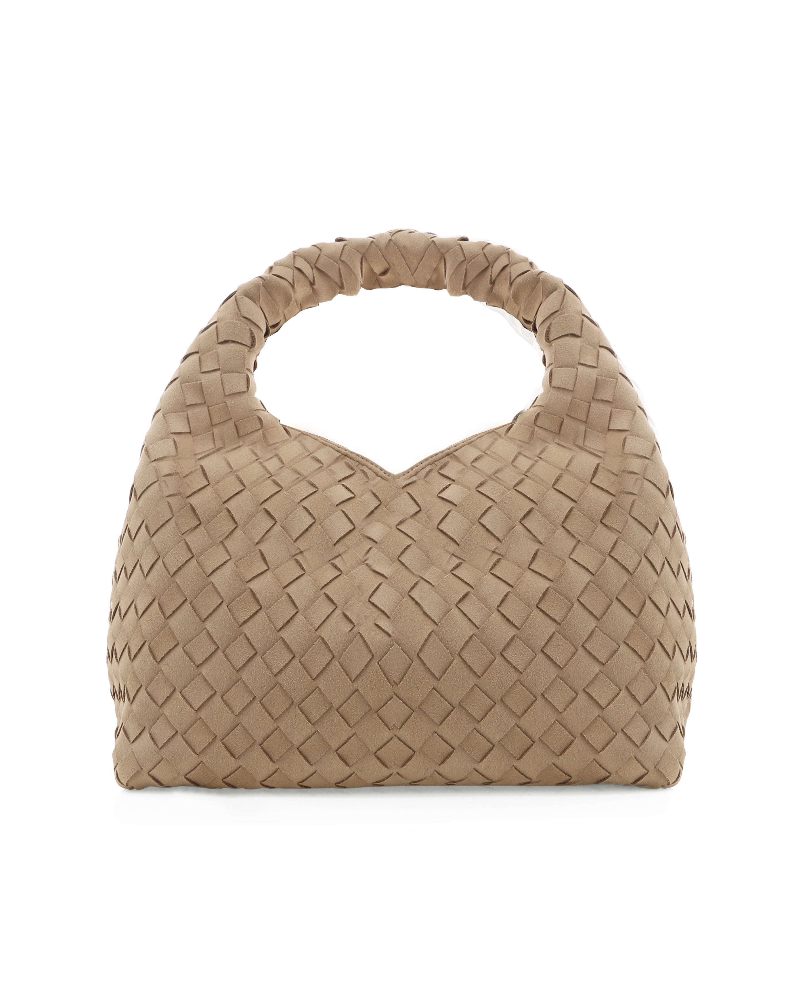 Solene Woven Handle Bag Biscuit Suede Bags and Purses Billini