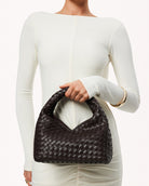 Solene Woven Handle Bag Chocolate Bags and Purses Billini