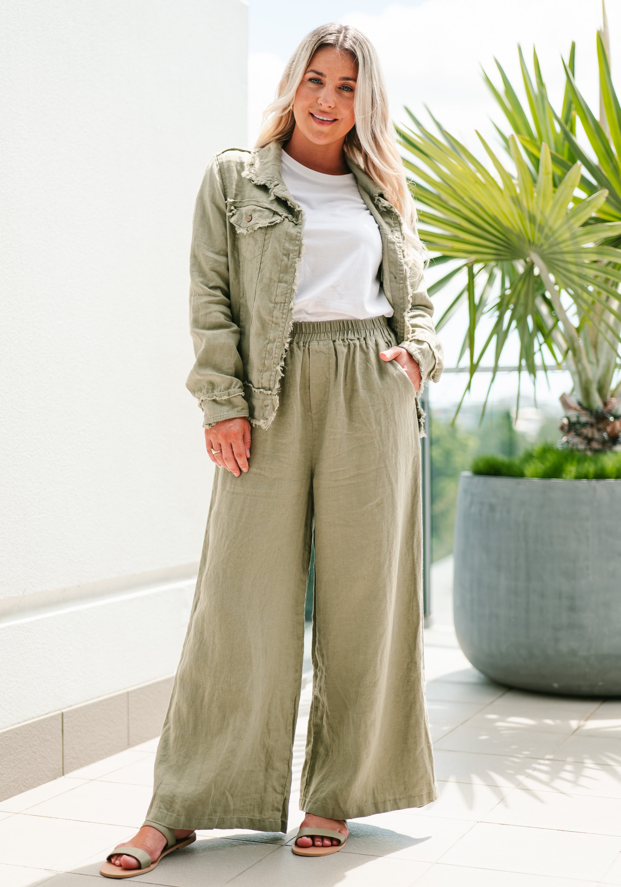 Khaki Linen Jacket Jackets Soul Sparrow S(8-10)