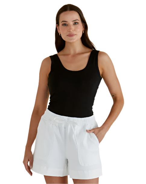 Emma Scoop Tank Black Tops Betty Basics