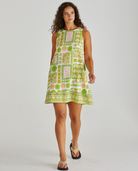 Emmett Tie Back Shift Dress Green Shell Patchwork Dresses Betty Basics