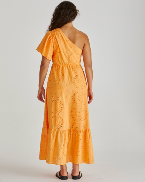 Riva One Shoulder Maxi Dress Orange Dresses Sass Clothing