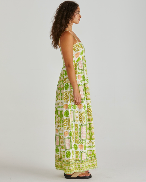 Emmett Maxi Dress Green Shell Patchwork Dresses Betty Basics