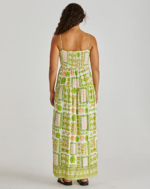 Emmett Maxi Dress Green Shell Patchwork Dresses Sass Clothing