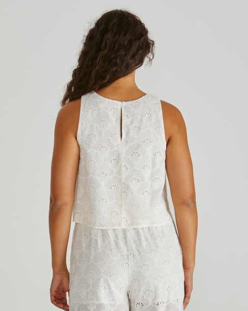 Zimmy Broderie Tank Cream Tops Betty Basics