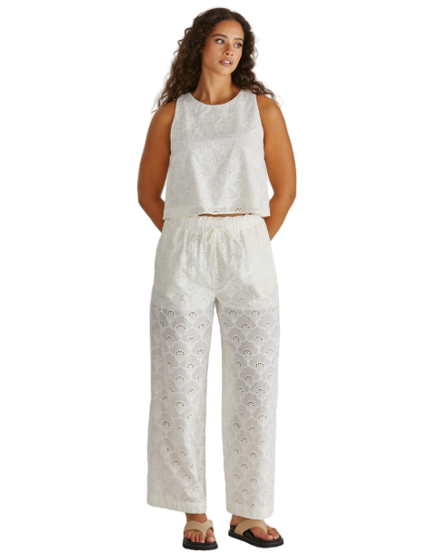 Zimmy Broderie Pant Cream Sass Clothing 8