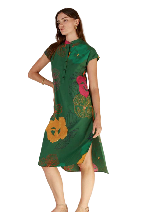 Florent Cap Sleeve Dress Green Dresses Itami