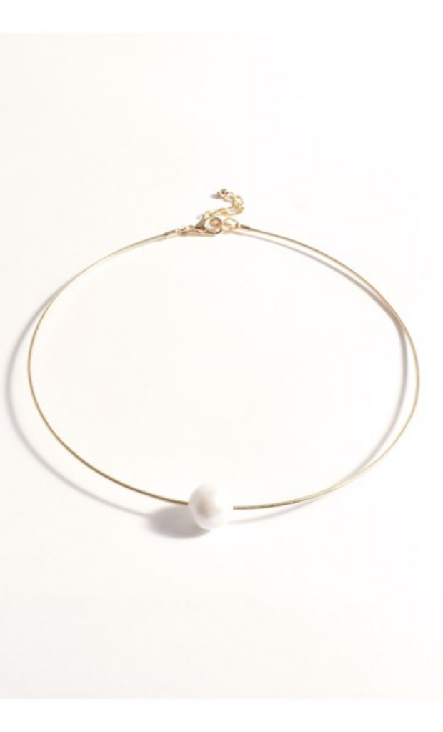 Pearl Centre Fine Wire Necklace Gold/Cream Earrings Adorne   