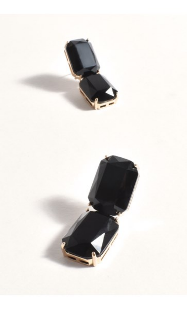 Astrid Double Drop Event Earrings Black/Gold Earrings Adorne   