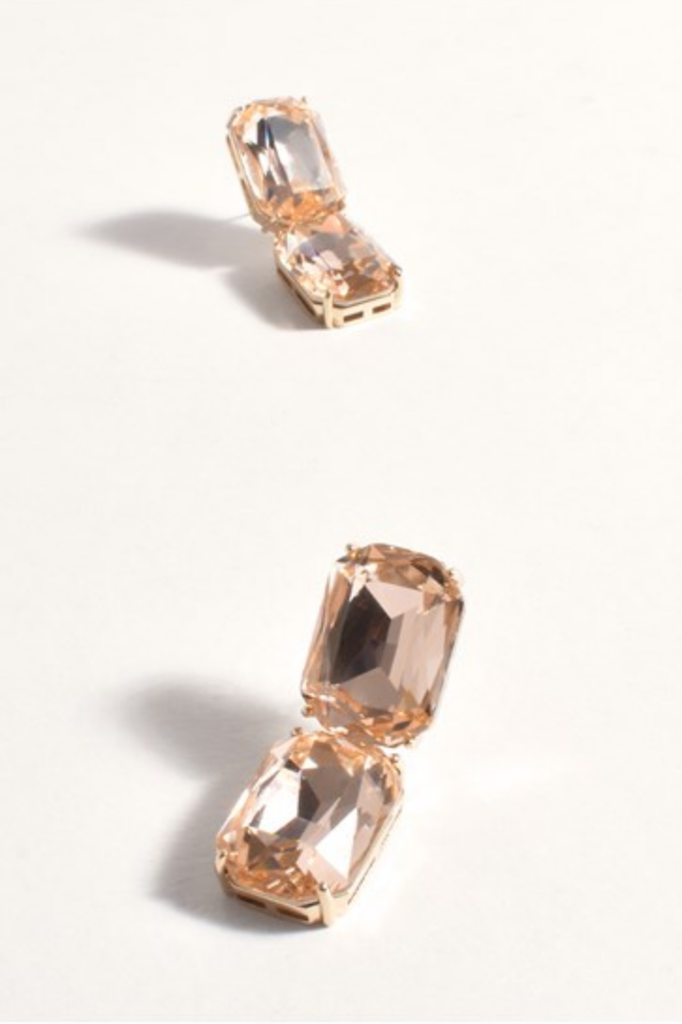 Astrid Double Drop Event Earrings Champagne/Gold Earrings Adorne   