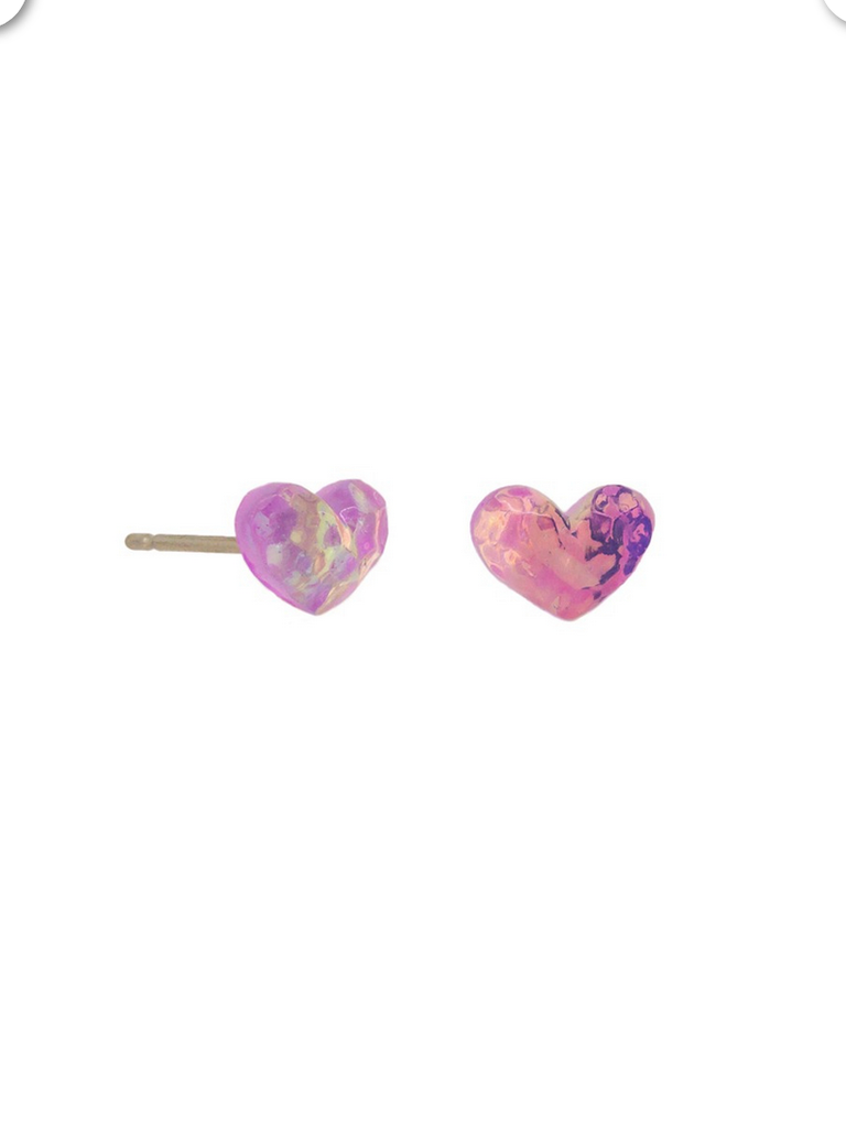 Pink Twinkle Heart Studs Earrings Tiger Tree