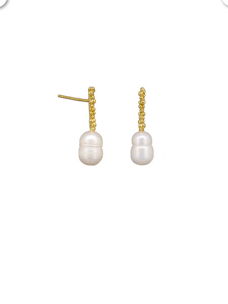 Gold Pearl Bar Earrings Earrings Tiger Tree