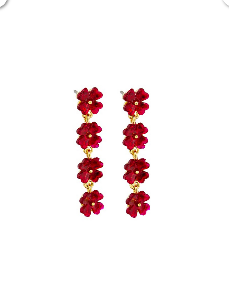 Red Festive Flowers Earrings Tiger Tree