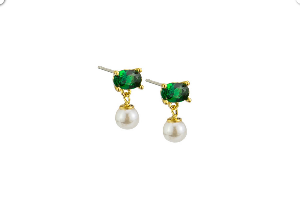 Tiger Tree Princess Emerald Pearl Earrings Earrings Tiger Tree