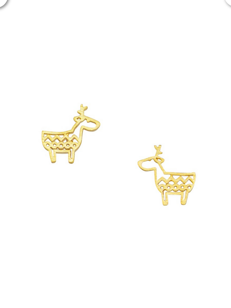 Tiger Tree Gold Reindeer Studs Earrings Tiger Tree