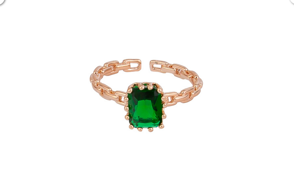 RoseGold Emerald Link Band Ring Rings Tiger Tree