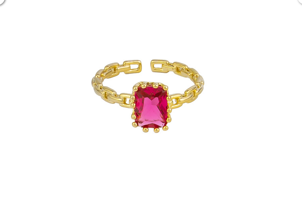 Gold PinkRuby Link Band Ring Rings Tiger Tree