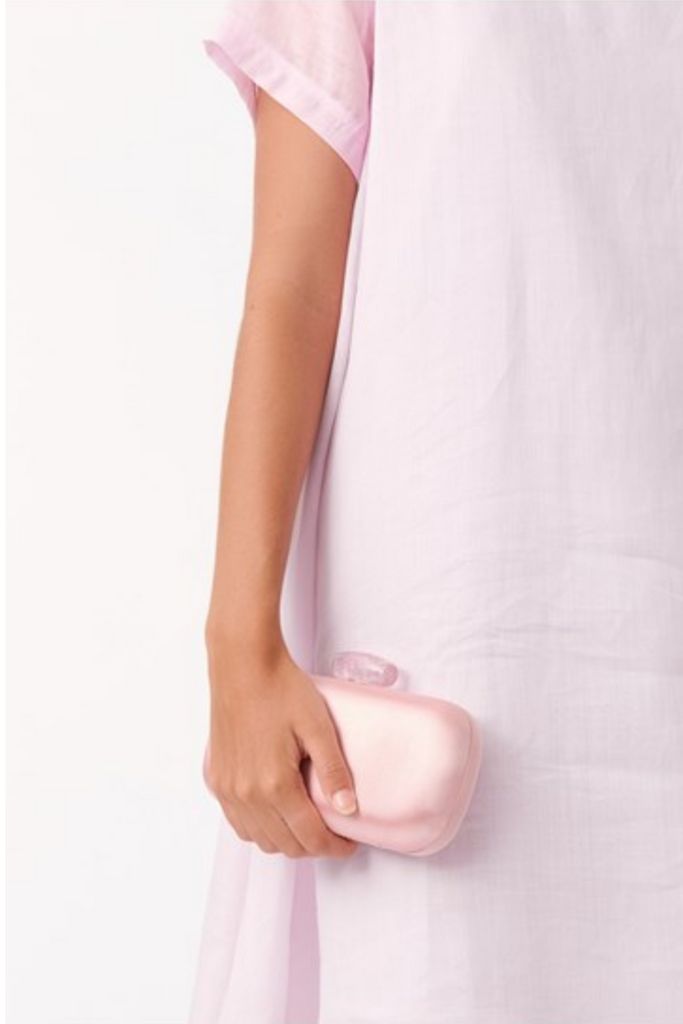 Claudette Satin Structured Clutch Pale/Pink Bags and Purses Adorne