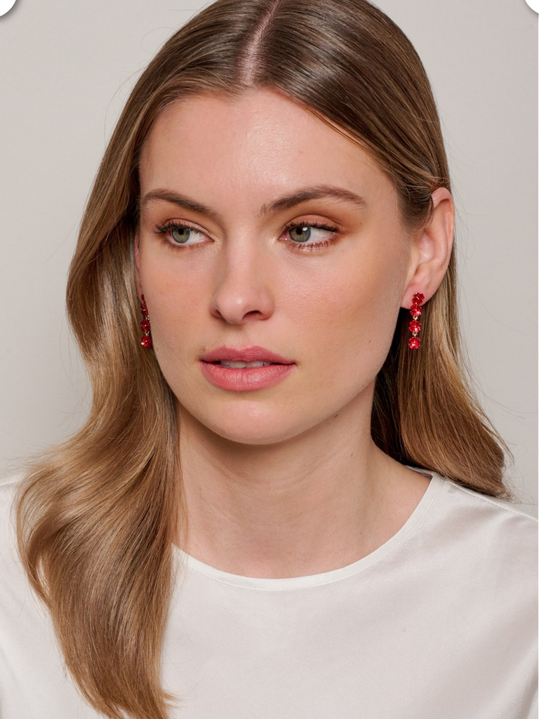 Red Festive Flowers Earrings Tiger Tree